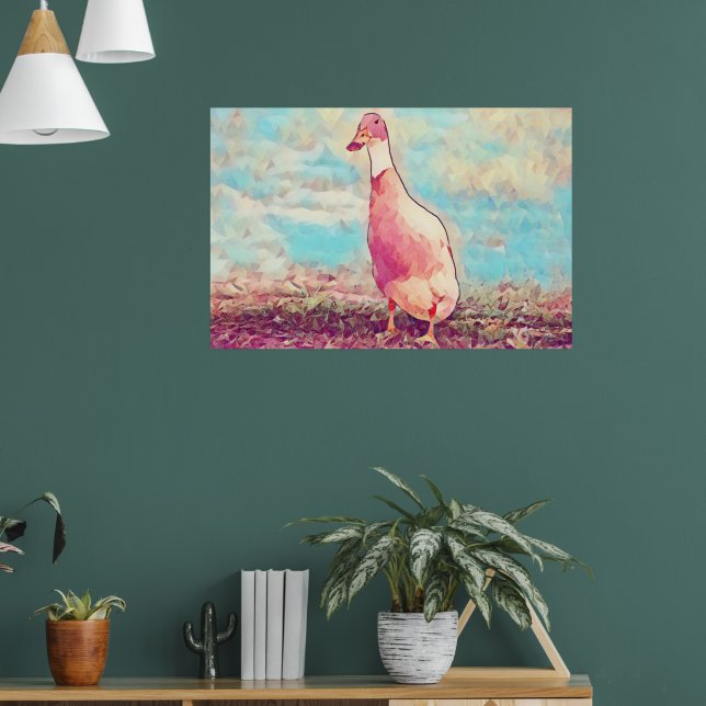 Aqua Blue Peachy Duck Art Poster (Sala de Estar 1)