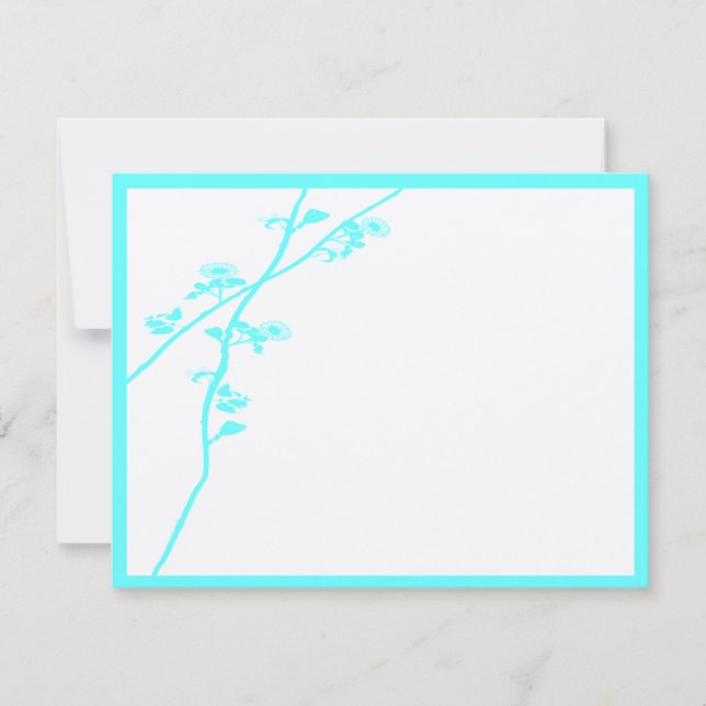 Aqua Blue Wild Flower Branch RSVP (Frente)