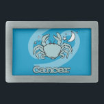 Aqua Cancer a fivela do caranguejo zodíaco<br><div class="desc">Cancer "O Caranguejo",  fivela de cinto de astrologia grega com símbolos e características cancerígenas. Quarto sinal do Cancer Zodiac,  22 de junho a 22 de julho. Dirigido pela lua. Desenvolvido exclusivamente pela Sarah Trett.</div>