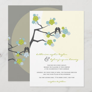 Aqua Cherry Blossoms Adoram Convite de casamento d