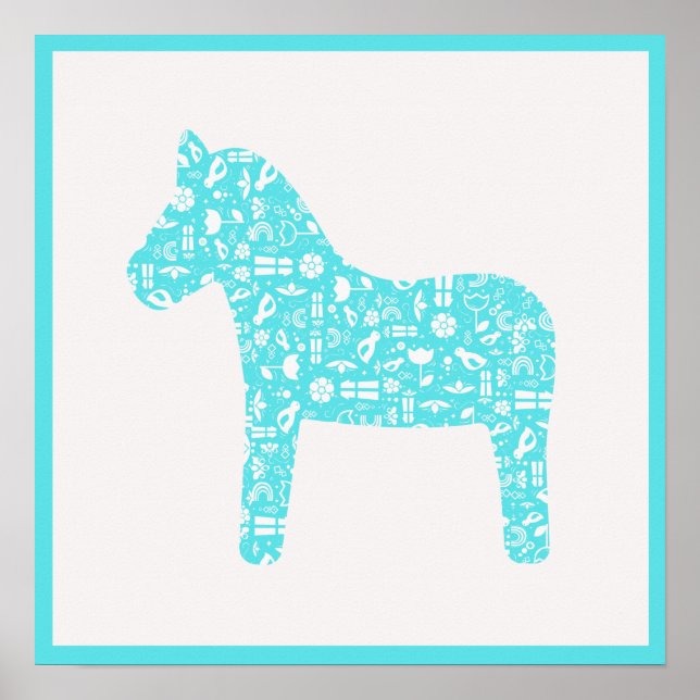 Aqua Dala Horse Poster (Frente)