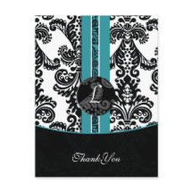 aqua damask Obrigado Cartões
