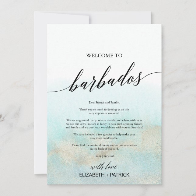 Aqua Dourada Beach Barbados Bem-vindo e Itinerário (Frente)