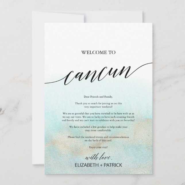 Aqua Dourada Beach Cancun - Carta de Boas-vindas e (Frente)