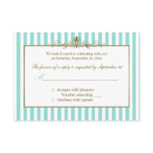 Aqua e Strips Brancos com Placa RSVP de Rolamentos