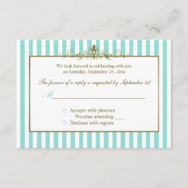 Aqua e Strips Brancos com Placa RSVP de Rolamentos