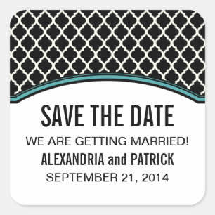Aqua Elegant Quatrefoil Salve os Adesivos de Data