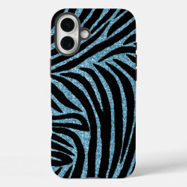 Aqua Faux Glitter Zebra Print