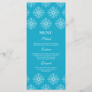Aqua + flocos de neve brancos menu comida casament