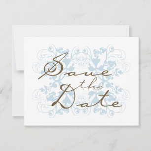 Aqua Floral Flourish Salva O Convite de casamento