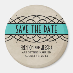 Aqua Flourish Border Imã salve a data