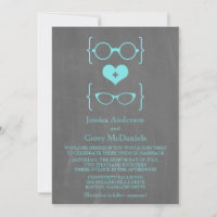 Aqua Geeky Óculos - Convite de casamento