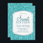 Aqua Glitter Sweet 16 Convites<br><div class="desc">Aqua Glitter 16 Convites. Estes convites são feitos com o brilho de Aqua e um fundo acentuado de prata. Feita para ser especial para adolescentes, este doce e brilhante convite de dezesseis será uma fantástica introdução ao seu dia especial. Há ainda material adicional de coordenação de 16 partidos no compro...</div>
