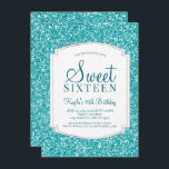Aqua Glitter Sweet 16 Convites<br><div class="desc">Aqua Glitter 16 Convites. Estes convites são feitos com o brilho de Aqua e um fundo acentuado de prata. Feita para ser especial para adolescentes, este doce e brilhante convite de dezesseis será uma fantástica introdução ao seu dia especial. Há ainda material adicional de coordenação de 16 partidos no compro...</div>