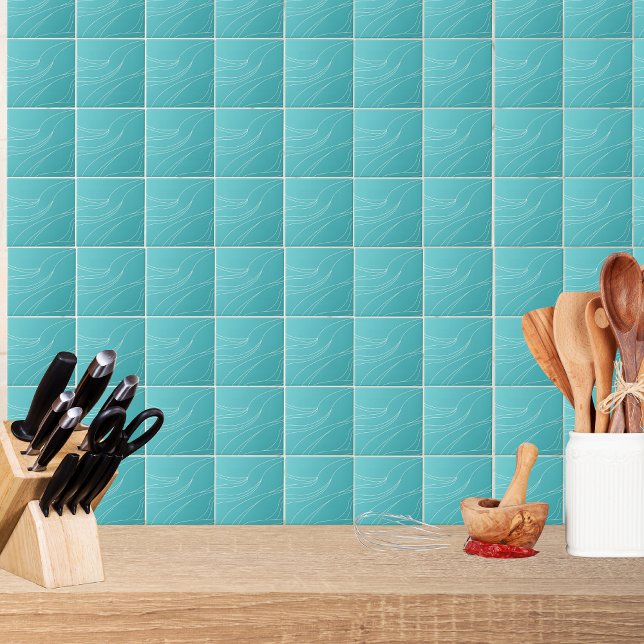 Aqua Line Waves Modern Minimalist Abstract (Criador carregado)