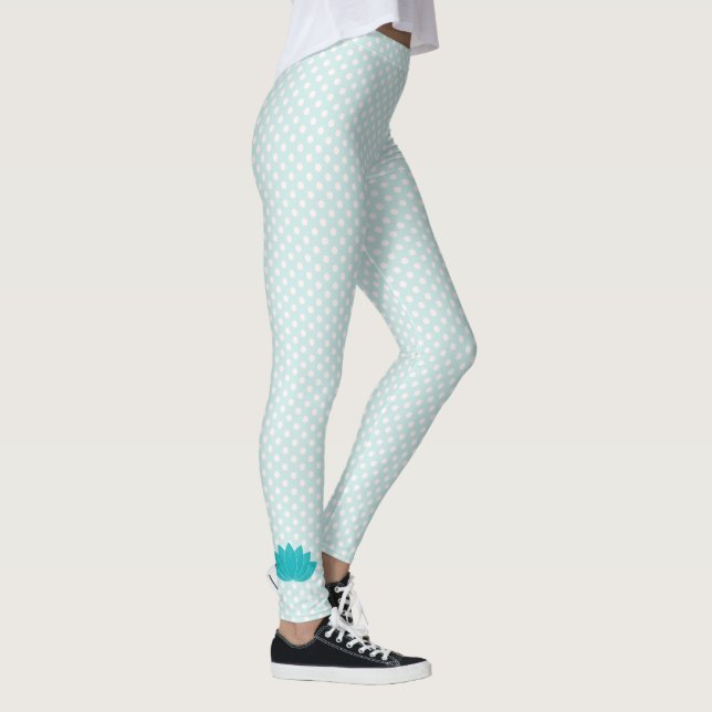 Aqua Lotus Bolinhas Yoga Leggings (Direita)