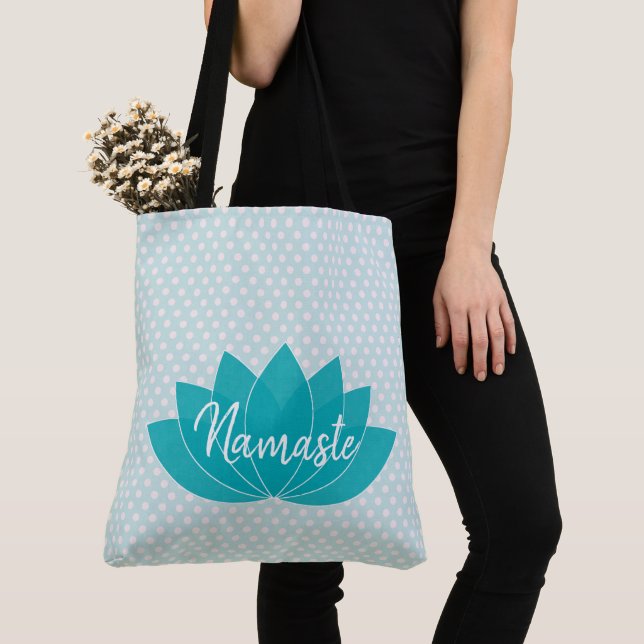 Aqua Lotus Yoga Tote Bag (Close Up)