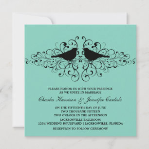 Aqua Love Bird Nadou Convite de Casamento