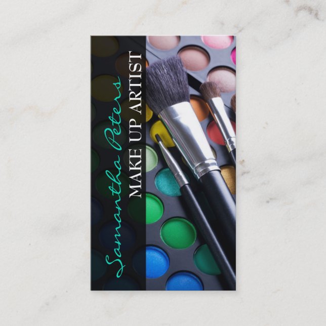Aqua Make Up Artist Palette Brush Cartão de visita (Frente)