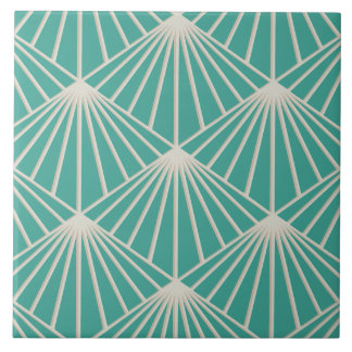 Aqua Marine Turquoise Art Deco Fan Patterno Diamon