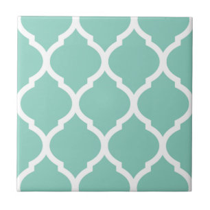 Aqua Marroquino Quatrefoil Azulejo Cerâmico Padrão
