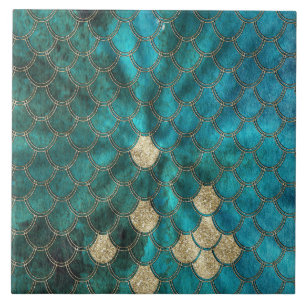 Aqua Mermaidscales verde com brilho do ouro