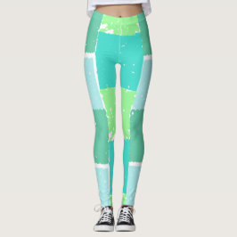 Aqua Mint Trendy Colors Faux-Batik Leggings