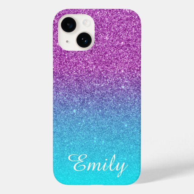 Aqua Ombre Glitter Roxo Personalizado (Verso)