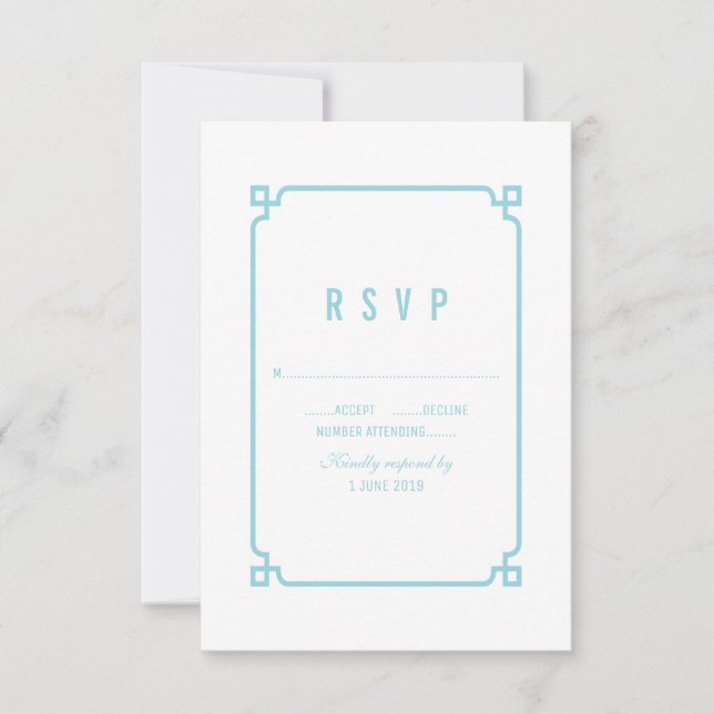 Aqua Paradise Deco Chic Wedding RSVP (Frente)