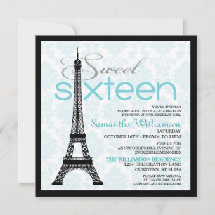 Aqua Paris Sweet 16 Convites
