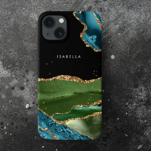 Aqua personalizado/Agato verde com veias Douradas