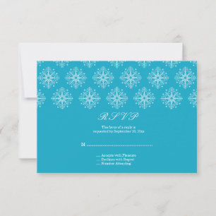 Aqua + placa RSVP branca do casamento no inverno f