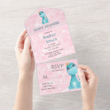 Aqua Princess Cute Dinossaur Pink Peony Chá de fra