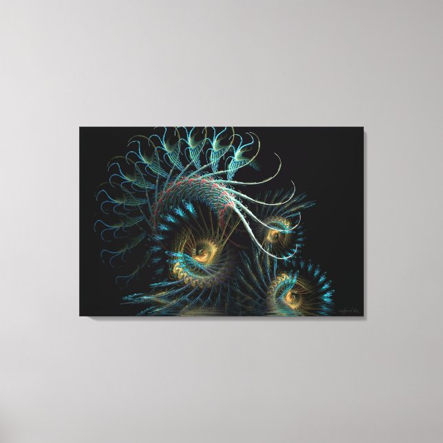Aqua Shell Swirl Fractal Art Canvas (Frente)