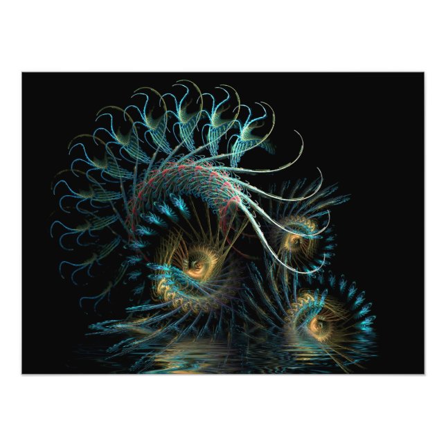 Aqua Shell Swirl Fractal Art Foto (Frente)