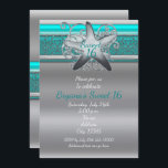 Aqua & Silver Starfish Beach Sweet 16 Convites<br><div class="desc">Aqua & Silver Starfish Beach Sweet 16 Convites. Personalize este convite elegante para qualquer evento.</div>