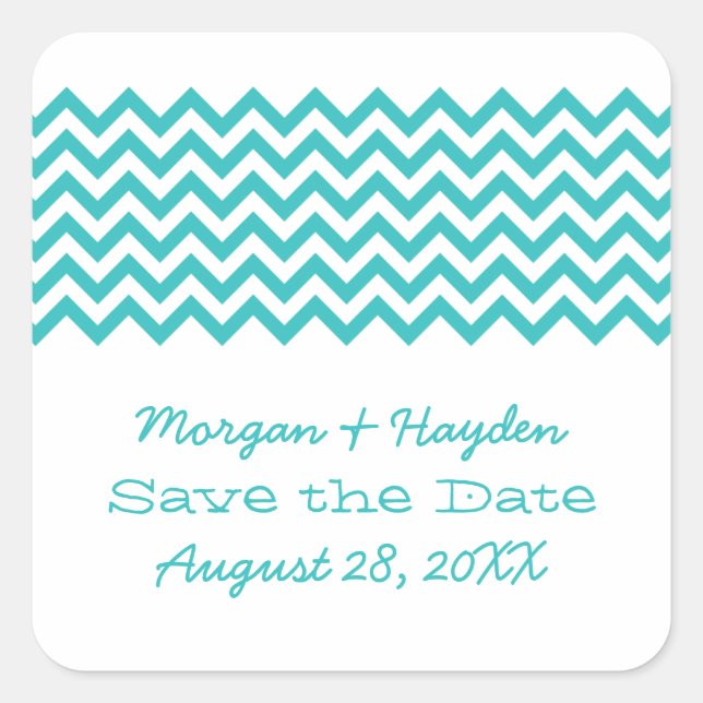 Aqua Simple Chevron Salve os Adesivos de Data (Frente)