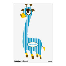 Aqua Stripe Girafa Wall Decal Baby Personalizado