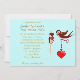 Aqua, Taupe, Bozões Convite Para Casamento Cardíac
