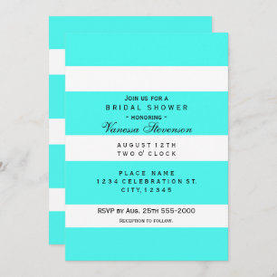 Aqua Thick Chunky Stripes Convites Modernos