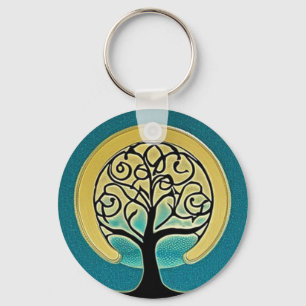Aqua Tree of Life Chaveiro