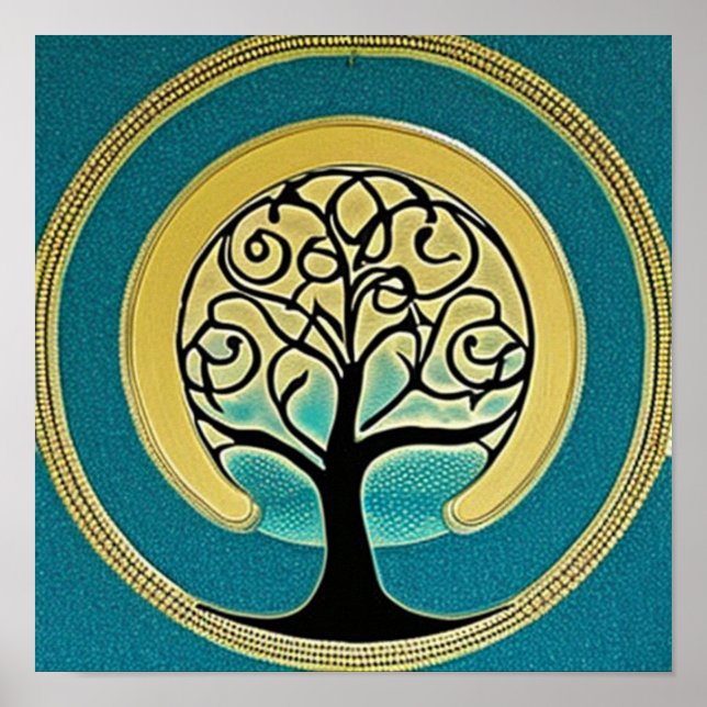 Aqua Tree of Life Poster (Frente)