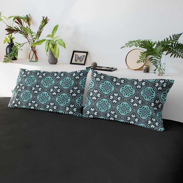 Aqua Turquoise Teal Blue Bohemian Arte Tribal (Criador carregado)