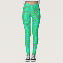 Aqua verde limão com pequeno padrão > Leggings