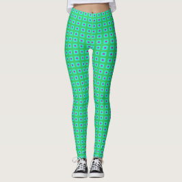 Aqua verde limão com pequeno padrão > Leggings