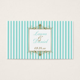 Aqua, White Stripes Douradas Percorridas Scrolls