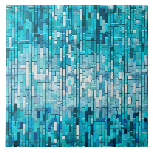 Aquamarine Abstrato Mosaico Art (Frente)
