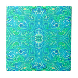 Aquamarine Arabesque Bohemian Pattern