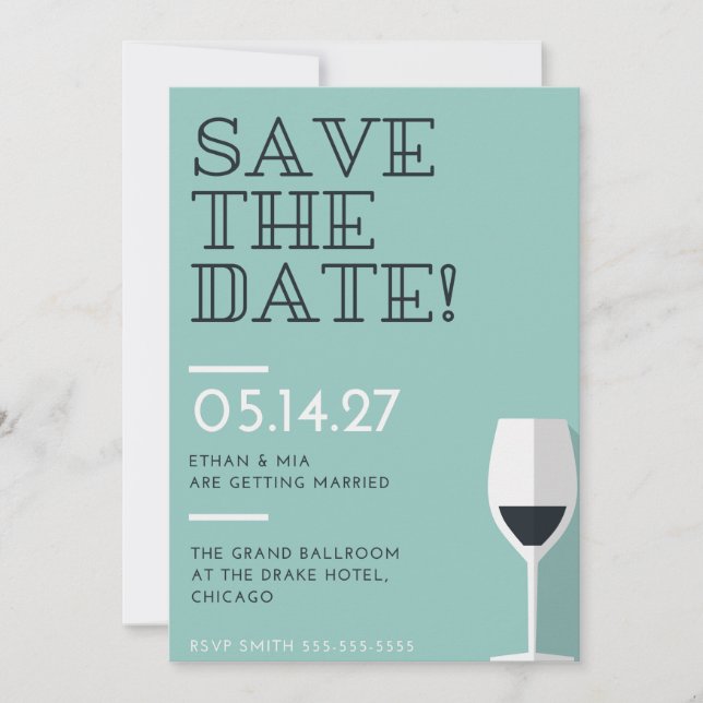 Aquamarine Elegante Moderno Salve o Convite de Dat (Frente)