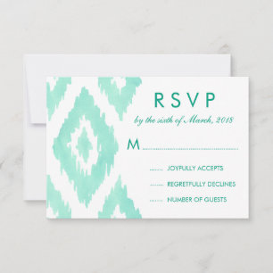 Aquamarine Green Ikat RSVP